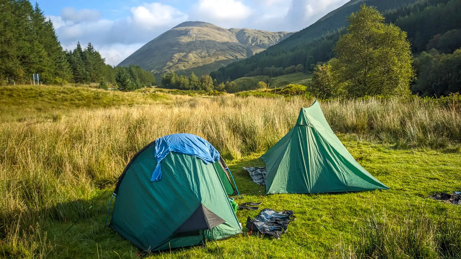 Durston X Mid and Wild Country Zephyros 1 pitched in the Scottish Highland